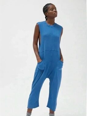 Urban Outfitters Out From Under Austin Blue Sleeveless Cotton Jumpsuit